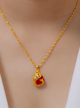 越南沙金项链女四叶草吊坠