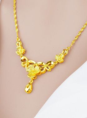 经典沙金项链女百搭吊坠转