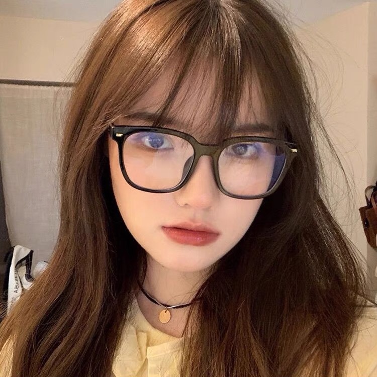 大媛家Sunny 网红同款韩版素颜黑色粗框眼镜框女复古方形近视眼镜 - 图0