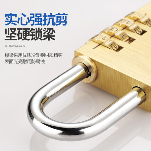 纯铜实心密码挂锁行李箱包密码锁健身房柜门挂锁迷你锁头家用小锁 - 图2