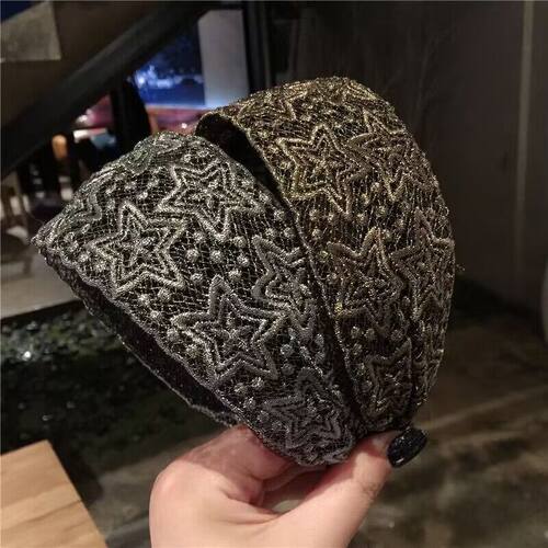 网夹女发夹发箍韩国宽边花朵遮白发神器妈妈老太太蕾丝发带压发卡 - 图1
