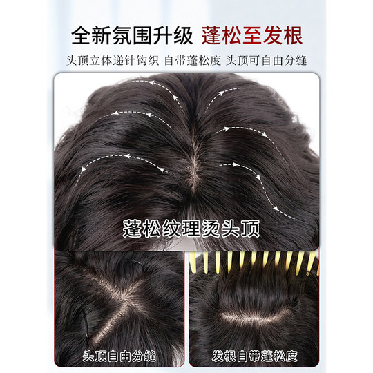 Yimei Wig Women's Top Real Hair Wool Curly Wig