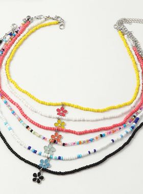 Woven beaded colorful rice beads sweet necklace可爱甜美项链
