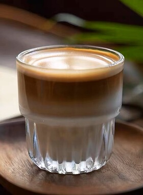 ins可叠澳白咖啡杯冰美式冷翠拿铁拉花杯玻璃杯饮料果汁杯花茶杯
