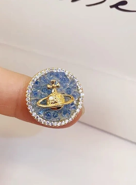 蓝色水晶土星防走光痕磁铁扣衬衫