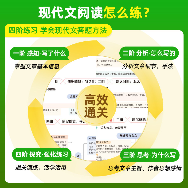 全品新中考现代文高效通关 七八九年级语文阅读理解专项训练书初一初二初三议论文说明文专项训练内容全面讲解详细总复习资料
