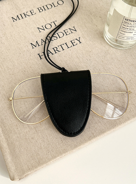 韩系ins黑色皮质吊坠项链