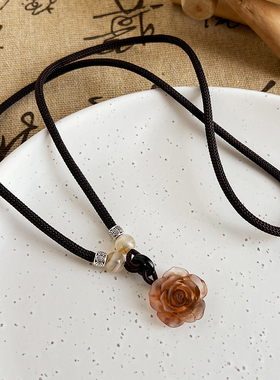 新中式气质山茶花项链女