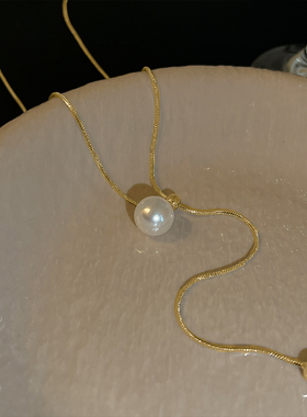 金色珍珠款流苏项链高级