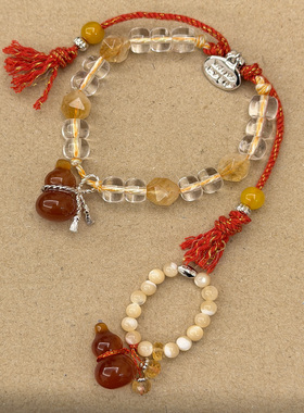 MARSEVEN 葫芦系列红色绳结葫芦串珠戒指新年礼物小众原创新品