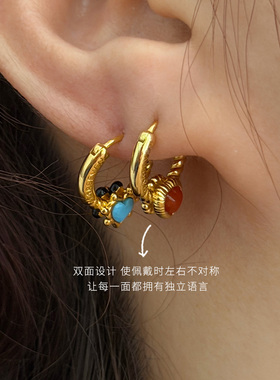 MARSEVEN 恬梦系列双面耳圈俏皮个性精致耳饰S925银耳饰2026新品