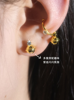 MARSEVEN 闪光派对系列mini铃铛耳钉S925银小众高级感女新款耳饰