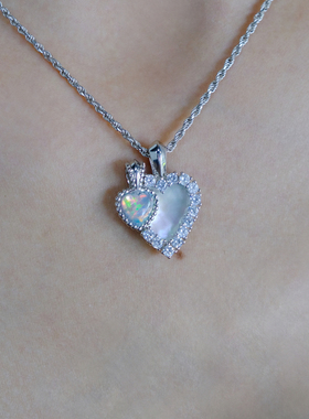 MARSEVEN闪光的心叠爱心项链