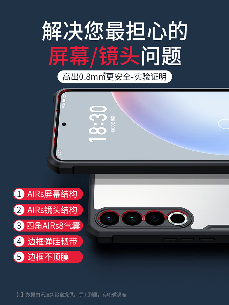 讯迪 适用魅族20pro手机壳新款魅族20classic镭射纹高端保护套防摔meizu20pro镜头全包二十por透明硅胶女外壳