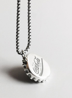 可乐瓶盖自主圆珠链男女925银