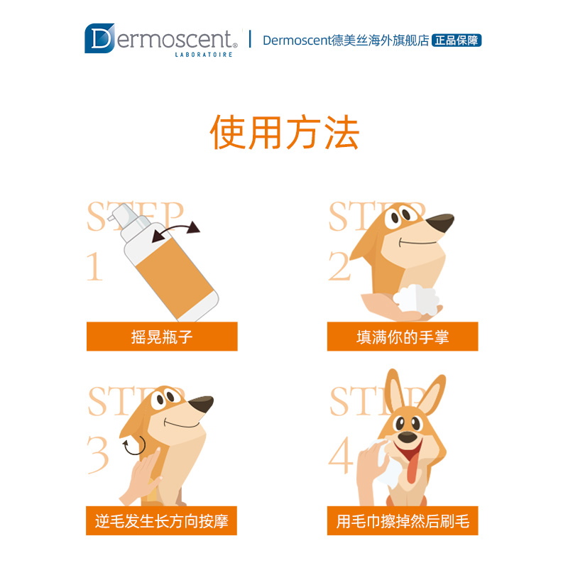 Dermoscent德美丝易皮舒犬用免洗泡沫去油除臭干洗泡沫幼犬兔-图2