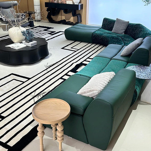 2025意式极简竹节沙发复古新款模块组合大平层小户型客厅布艺沙发 - 图1