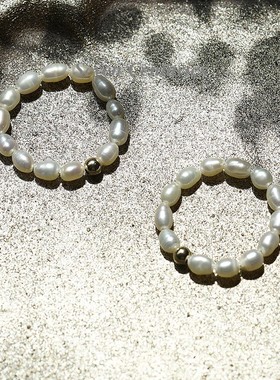 定制珍珠戒指小米珠指环14k注金