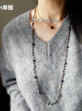 黑珍珠项链长款多层160cm毛衣链