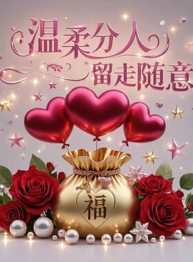 新中式浪漫文字爱心玫瑰花自粘墙贴画客厅卧室书房茶室装饰画贴纸