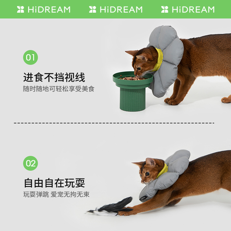 HiDREAM伊丽莎白圈猫咪软头套猫咪绝育幼猫防舔反光防水狗耻辱圈-图3