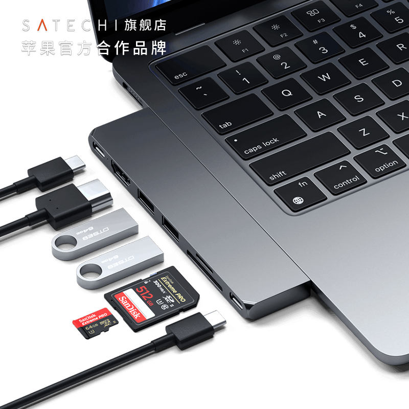 Satechi拓展坞TypeC转接器USB4适用苹果笔记本电脑Macbook Pro/Air M2扩展多功能转接头HDMI投屏投影外接hub-图3