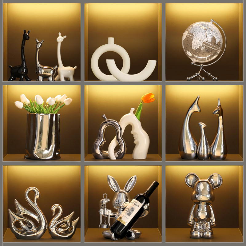 现代酒柜装饰品客厅摆件轻奢高档家居电视暴力熊红酒架高级感小众,淘宝优惠券,粉丝福利购,淘宝优惠卷