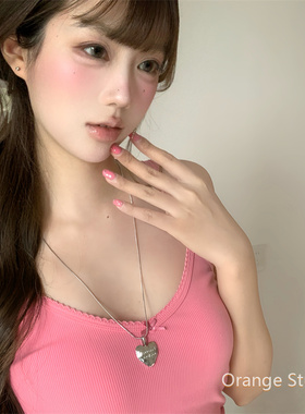 韩系ins风银色爱心字母项链