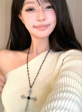 暗黑系亚文化十字架镶钻项链