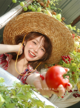 白昼小熊同款大帽檐草帽