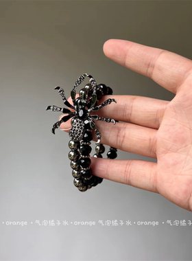 哥特风黑色蜘蛛双层手串