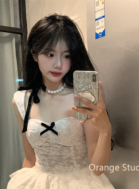 日系复古爱心珍珠蝴蝶结项链