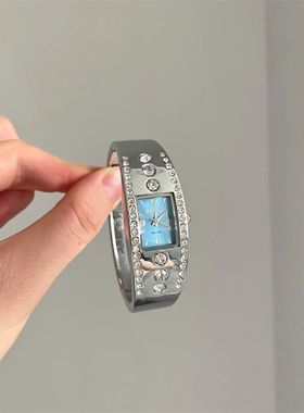 vintage古着感蓝色镶钻手表