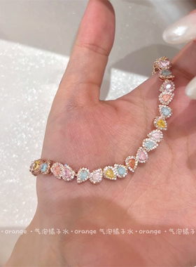 爆闪多巴胺彩色水滴锆石手链