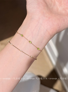 复古日系优雅橄榄石手链