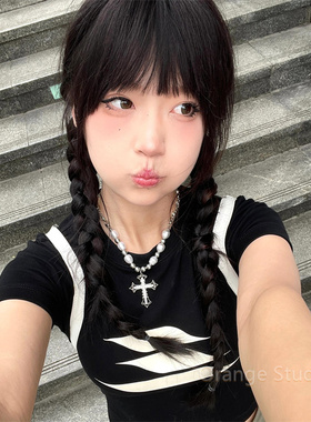 复古甜酷重工锆石十字架项链