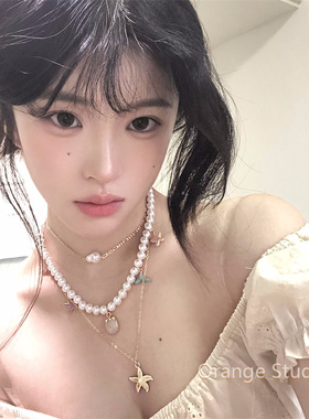 复古度假风海星贝壳海螺项链