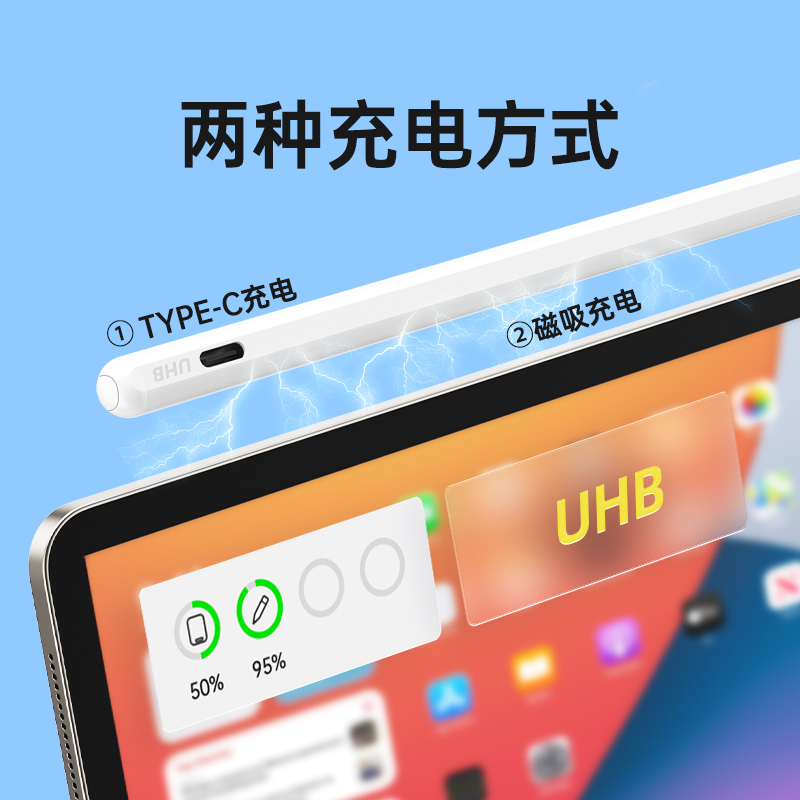 UHB电容笔适用apple pencil苹果ipad air6触控ipad平板air4/5触屏防误触air磁吸充电平替Pro7手写笔Pencil二 - 图0