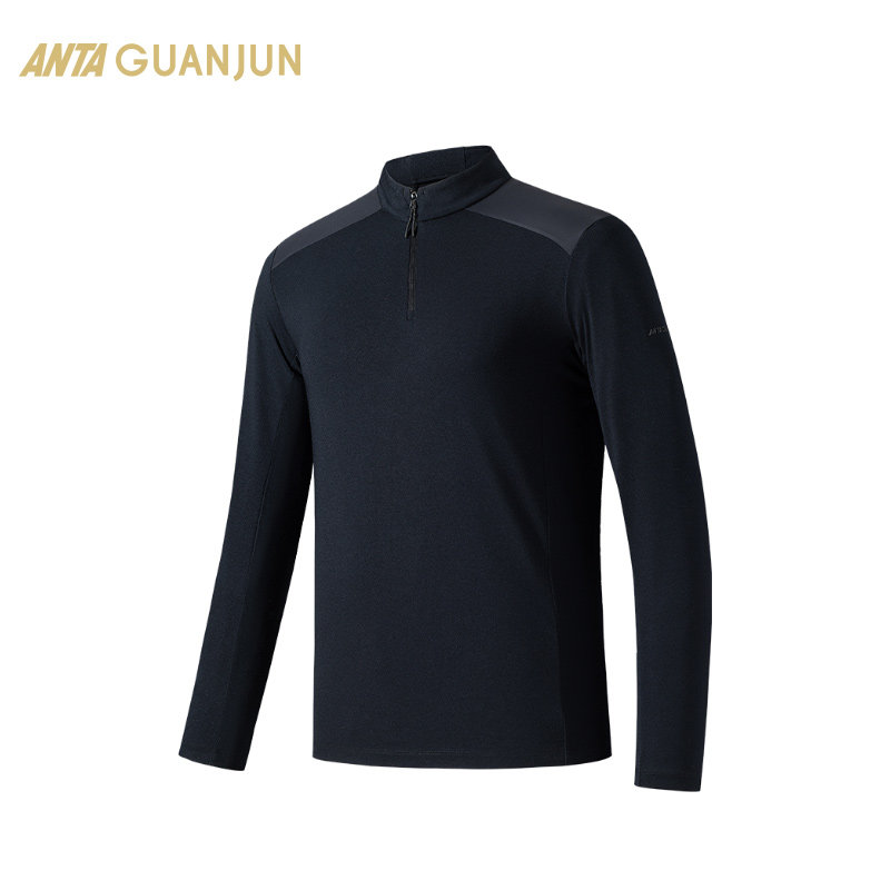 安踏冠军户外徒步 XT2抗菌莫代尔长袖针织衫男立领长T恤152520403,淘宝优惠券,粉丝福利购,淘宝优惠卷