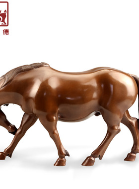 铜聚德 纯铜踏青马紫铜生肖马 家居办公室书房家用铜马礼品摆件