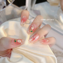 Enamel tulips handmade wearables 2023 new flowers Advanced senses Mega patch false nails in a long style