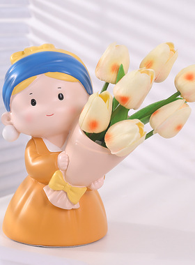 亮彩树脂卡通女孩卡通之装饰摆件