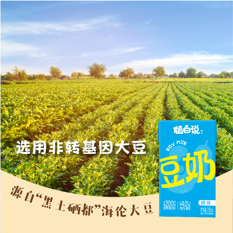【植白说】原味豆奶植物蛋白饮料早餐饮品250ml*6瓶