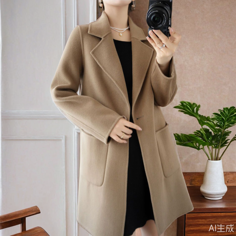 春秋冬季新款双面羊绒大衣女中长款小个子毛呢子工装毛呢外套大码,淘宝优惠券,粉丝福利购,淘宝优惠卷