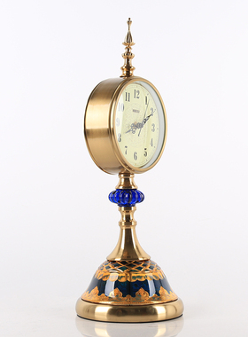 欧式轻奢金属座钟客厅卧室装饰美式复古静音台钟钟表摆件家用坐钟