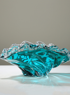 轻奢蓝色粉色浪花花瓶水果盘