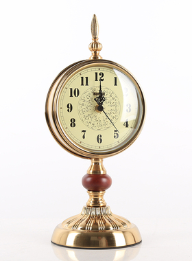 美式钟表座钟客厅静音台钟创意欧式复古时钟摆件卧室书房金属坐钟