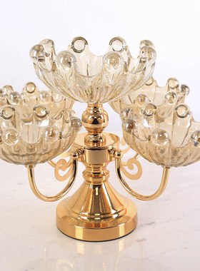 轻奢水晶玻璃水果盘现代创意客厅茶几多层玻璃果盘餐桌零食干果盘