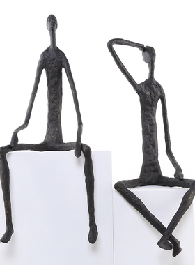 现代简约创意黑色抽象人像雕塑摆件家居客厅样板房售楼处玄关摆设