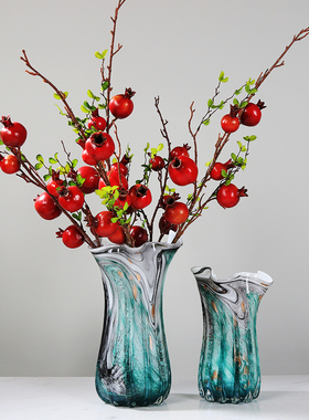 现代轻奢水墨画玻璃花瓶艺术摆件玄关餐桌装饰客厅插花花器样板间